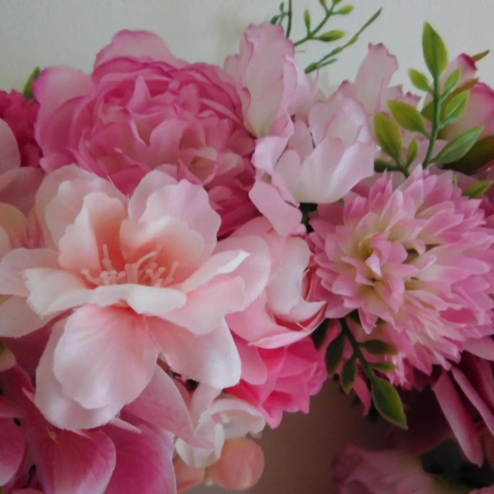 Small Pink Floral Wreath Home Decor Accent Cottagecore Farmhouse Summer wreath